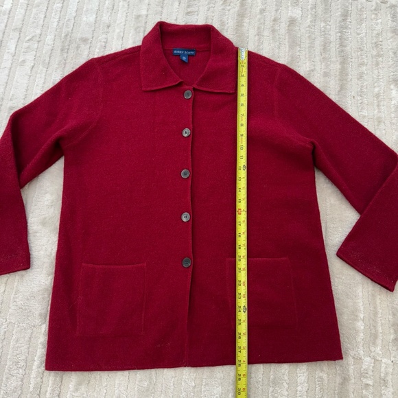 Karen Scott Red Wool Cardigan Sweater Size Large - Picture 2 of 6